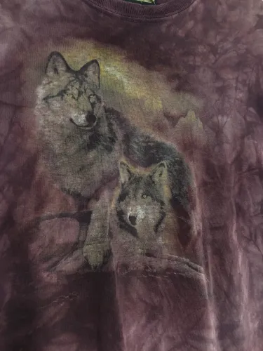Vintage The Mountain T-shirt we wzory tie dye wilki 90s / y2k