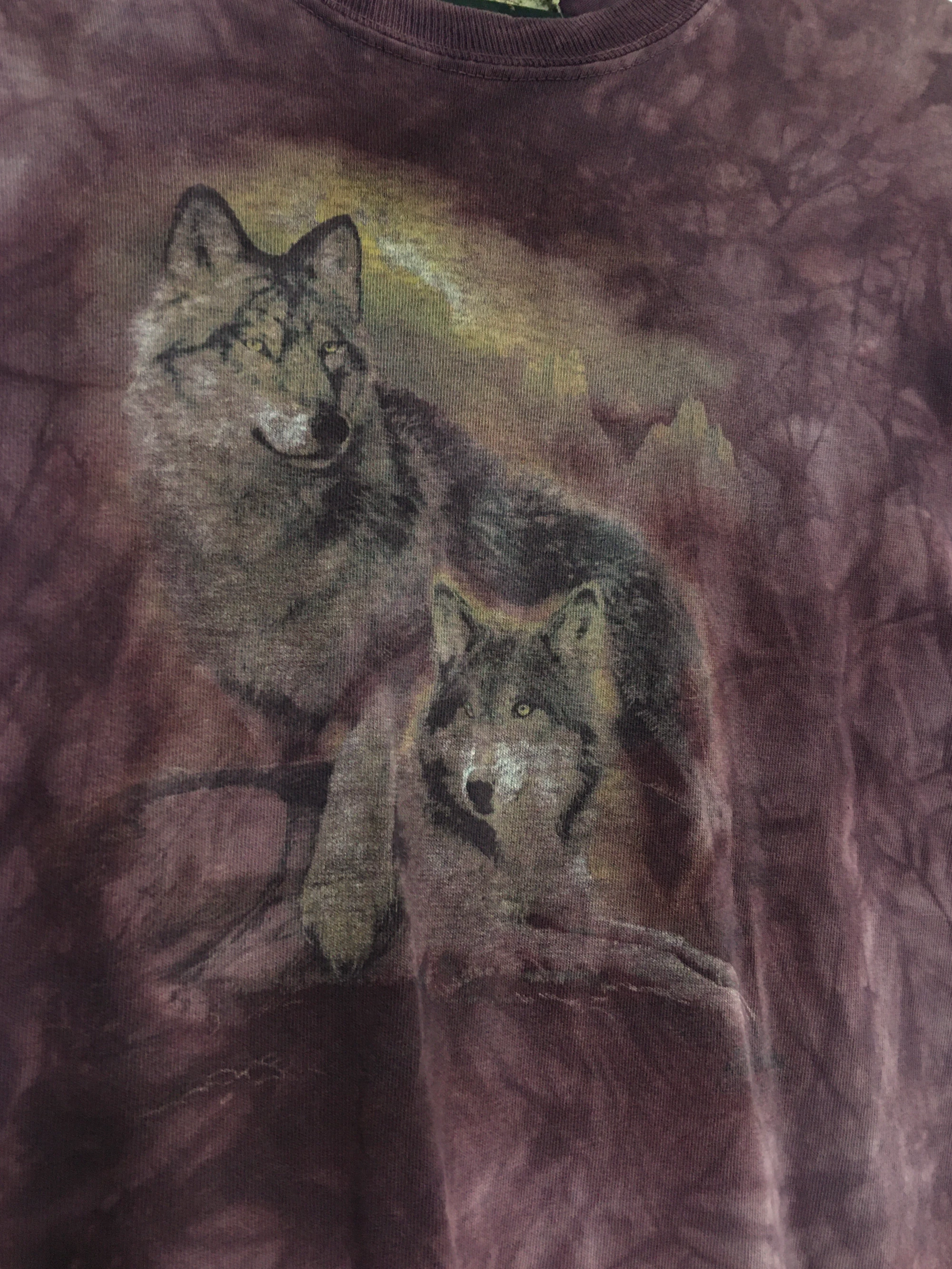 Vintage The Mountain T-shirt we wzory tie dye wilki 90s / y2k